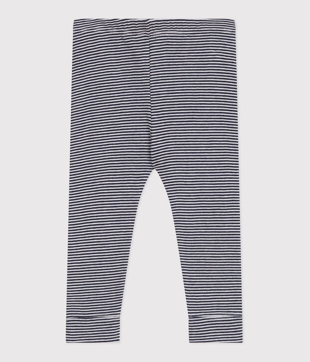 Katoenen babylegging met tinneroys-streepje blauw/wit