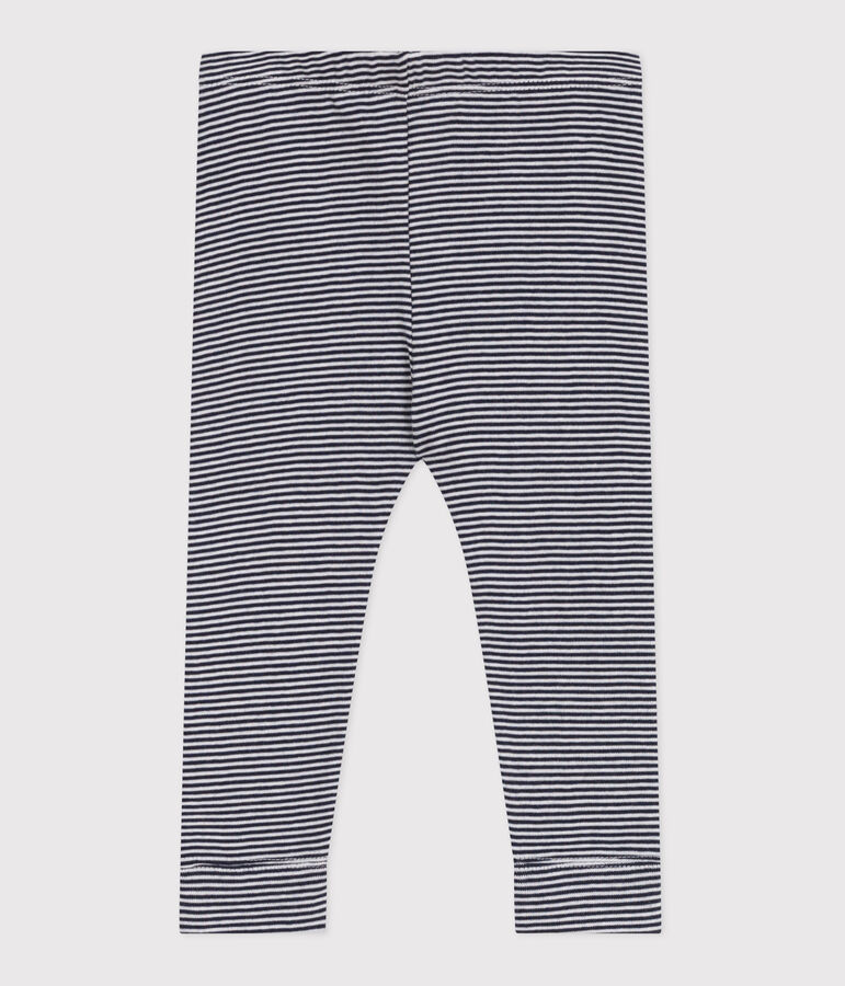 Legging b&eacute;b&eacute; en coton imprim&eacute; milleraies bleu/blanc