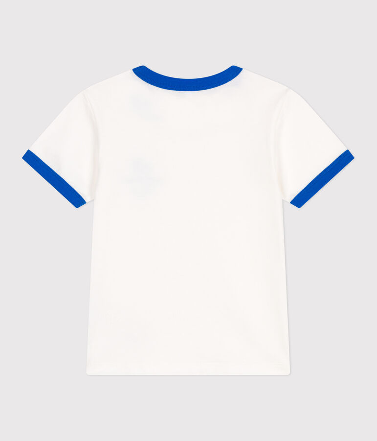 Teeshirt enfant en coton manches courtes imprim&eacute; blanc MARSHMALLOW