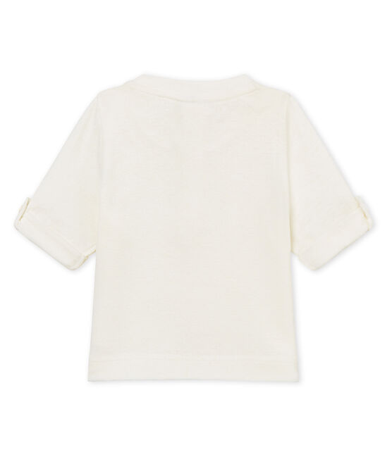 T-shirt met lange mouwen uit katoen/linnen voor babyjongens wit MARSHMALLOW