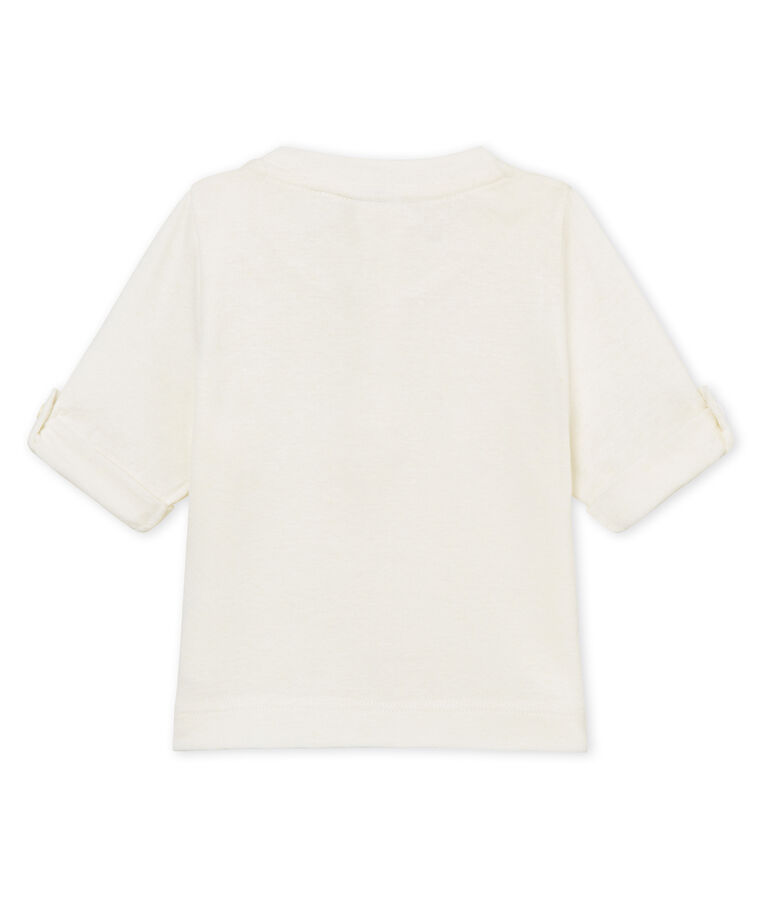 Tee-shirt manches longues b&eacute;b&eacute; gar&ccedil;on en coton lin blanc