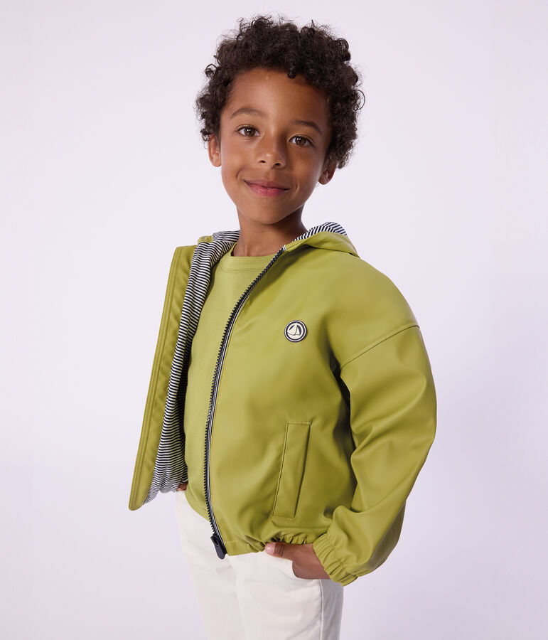 Blouson enfant en PU uni vert