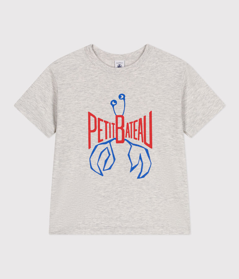 Katoenen T-shirt met korte mouwen en print voor kinderen grijs
