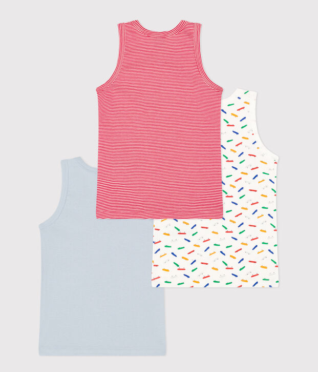 Setje met 3 katoenen hemdjes met skateboardmotiefje voor kinderen multicouleur