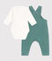 Ensemble salopette en velours et body bébé vert BRUT