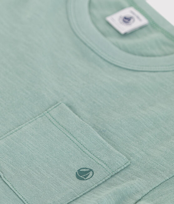 Effen katoenen T-shirt met korte mouwen voor kinderen groen PAUL