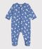 Fleece babypyjama met hartjesprint blauw/wit