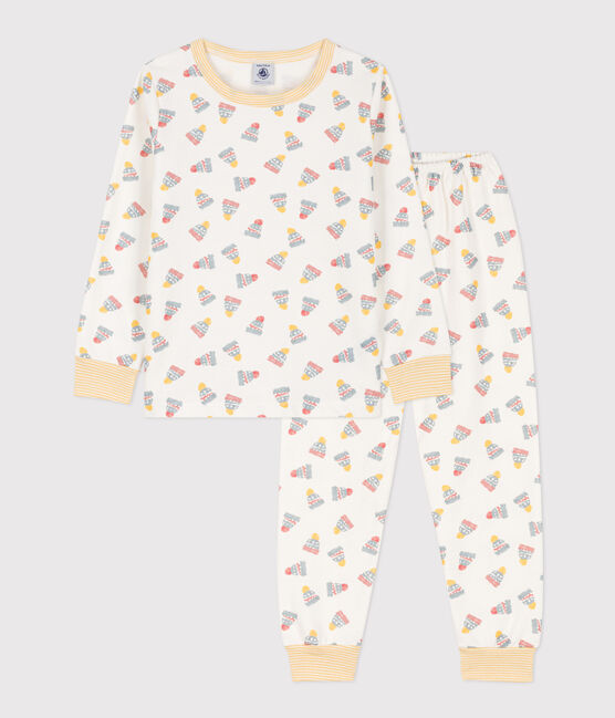 Pyjamamuts in fleece voor kleine jongens/meisjes wit MARSHMALLOW/wit MULTICO