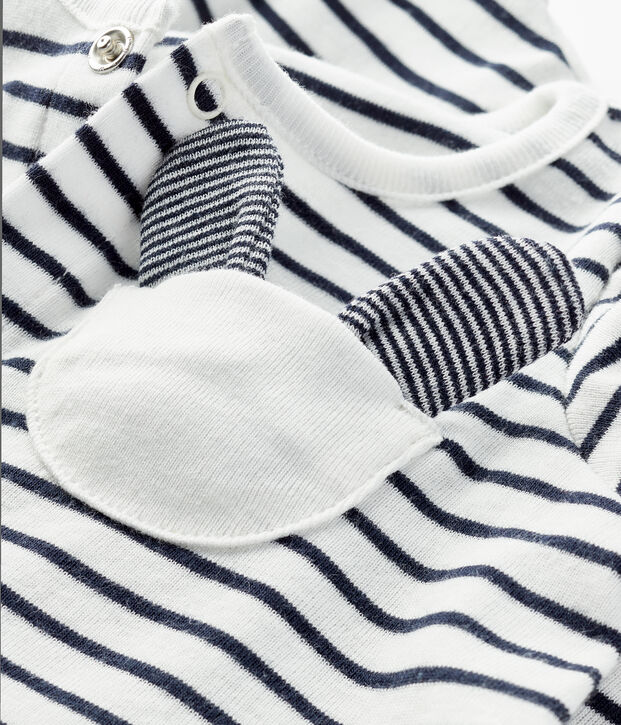 Combicourt b&eacute;b&eacute; fille en c&ocirc;te blanc/bleu