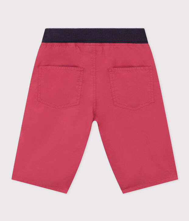 Jongensbermuda met kepering in katoen roze