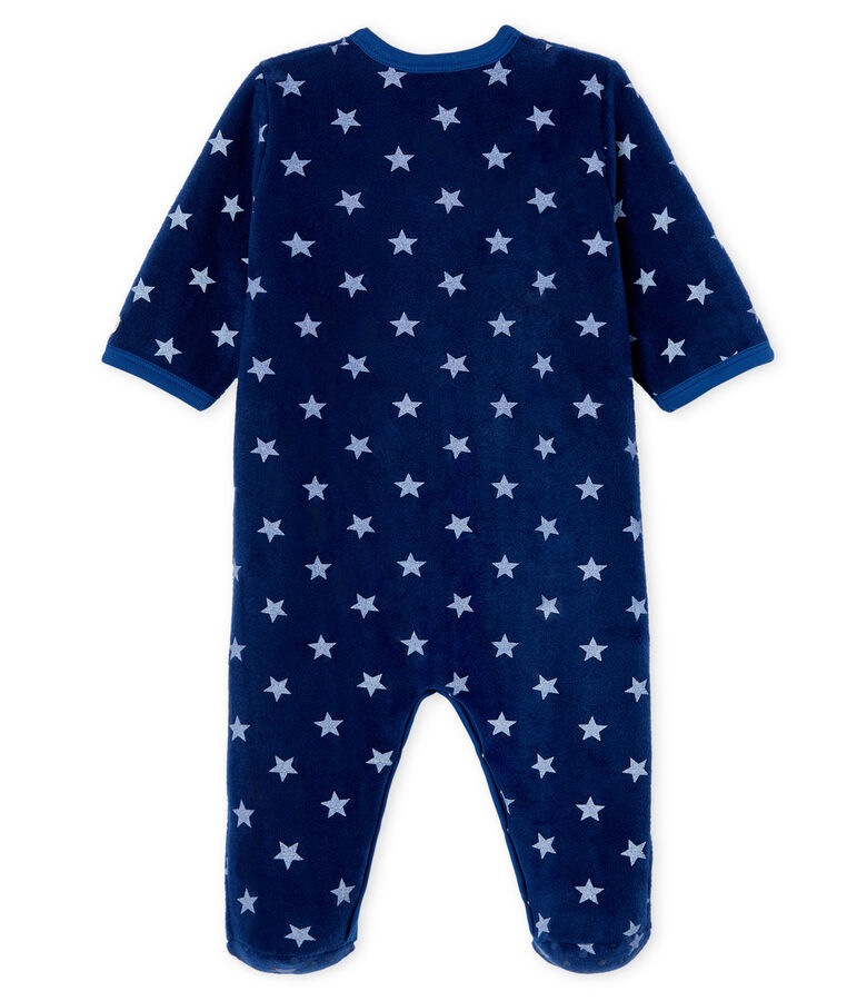 Fleece slaappakje babyjongen blauw MEDIEVAL/wit MARSHMALLOW