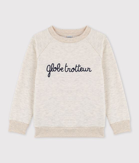 Sweater in molton met borduursel voor meisjes/jongens beige MONTELIMAR CHINE