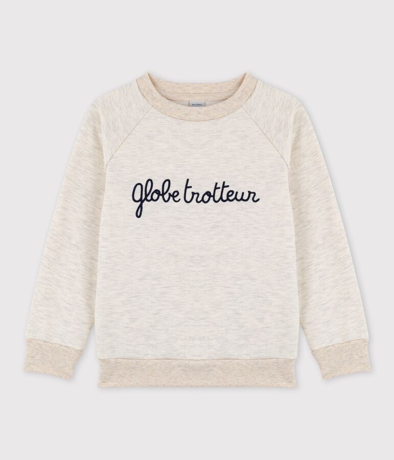 Sweatshirt en molleton brod&eacute; enfant fille / gar&ccedil;on beige