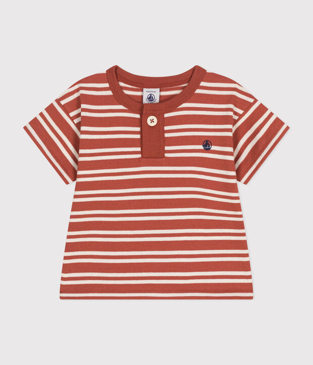 T-shirt met korte mouwen in jerseystof voor baby's bruin/ecru
