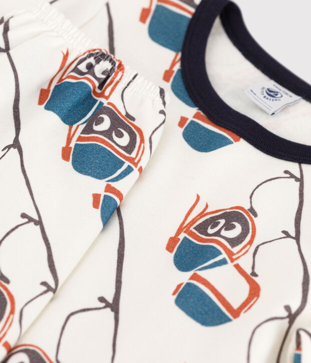 Gondelpyjama in fleece voor jongens/meisjes wit/multicouleur