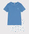 Pyjama short enfant en coton bleu ALASKA/blanc MARSHMALLOW