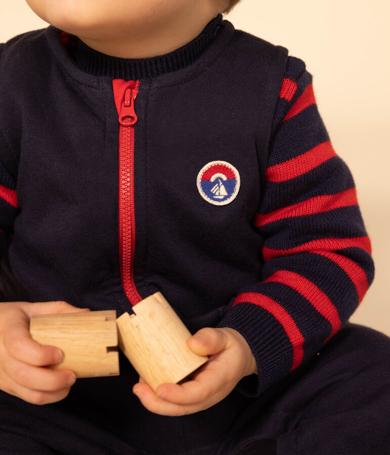 Combinaison sans manche en jersey &eacute;pais b&eacute;b&eacute; bleu