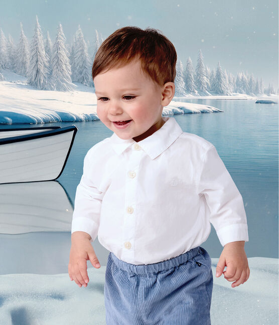 Chemise bébé en coton uni blanc ECUME