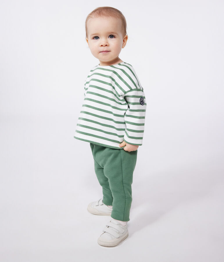 Marini&egrave;re b&eacute;b&eacute; en coton &eacute;pais blanc/vert