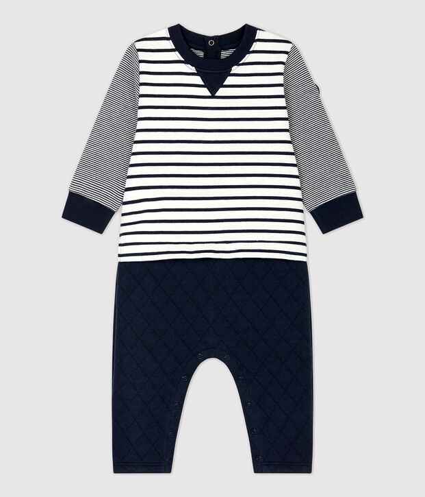 Combinaison iconique b&eacute;b&eacute;. blanc/bleu