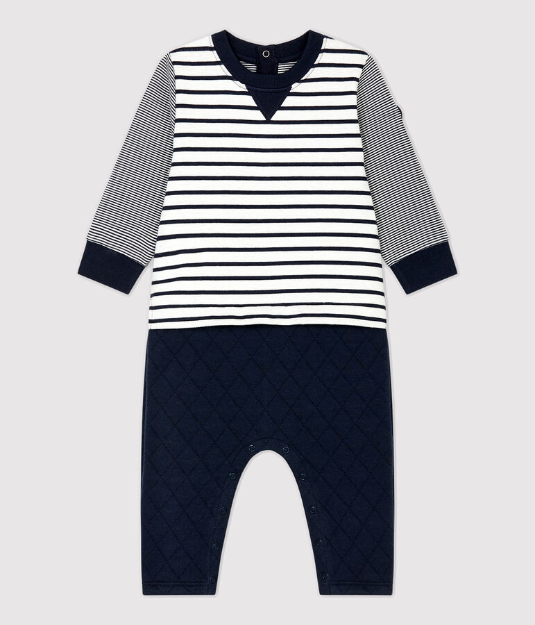 Iconische jumpsuit baby's. wit/blauw