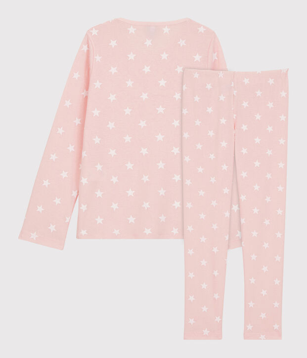 Pyjama imprim&eacute; &eacute;toiles petite fille en coton rose/blanc