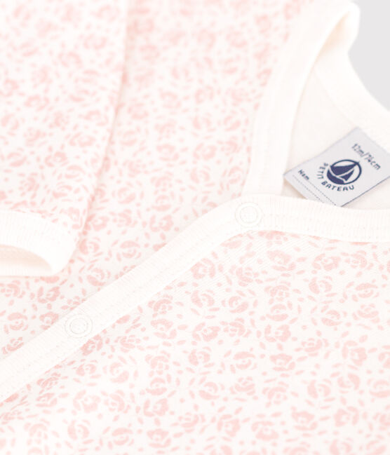 Pyjama bébé en coton sans pieds fleuri MARSHMALLOW/ PANTY