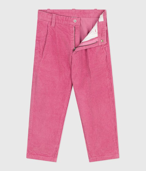 Pantalon enfant en velours uni rose