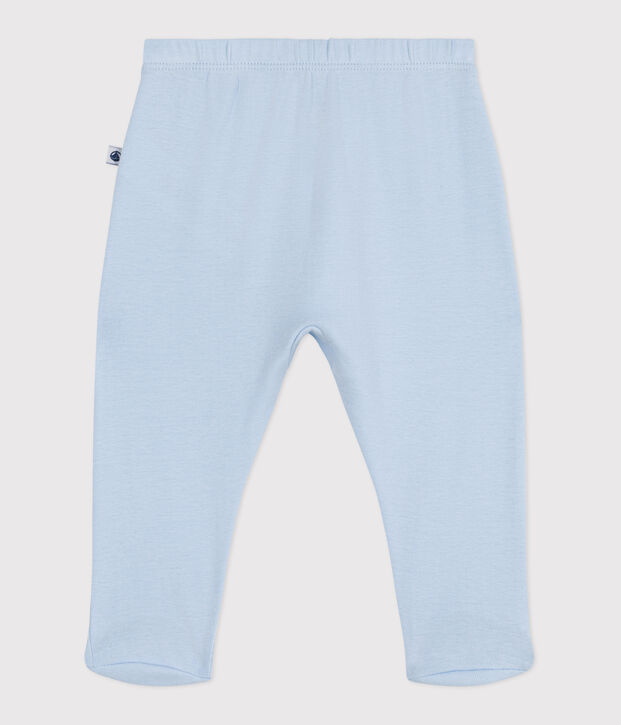 Pantalon &agrave; pied naissance en coton uni bleu clair