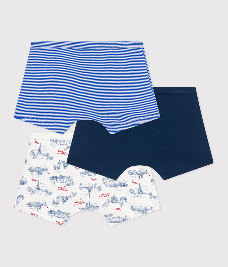 Lot de 3 boxers enfant en coton &agrave; ceinture collet&eacute;e imprim&eacute; Paris multicouleur