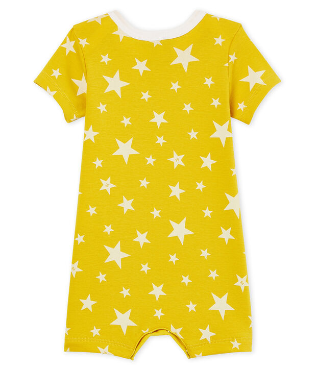 Korte playsuit uit ribstof voor babyjongens geel/wit