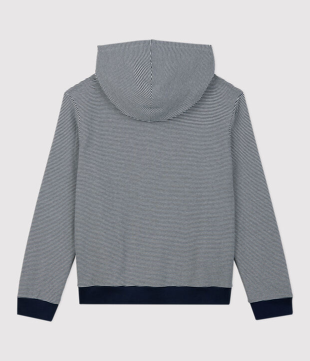 Katoenen Dames sweatshirt met gestreepte capuchon blauw/wit