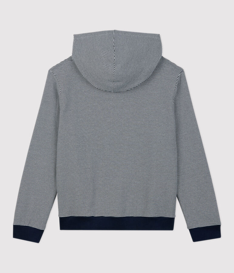 Katoenen Dames sweatshirt met gestreepte capuchon blauw/wit