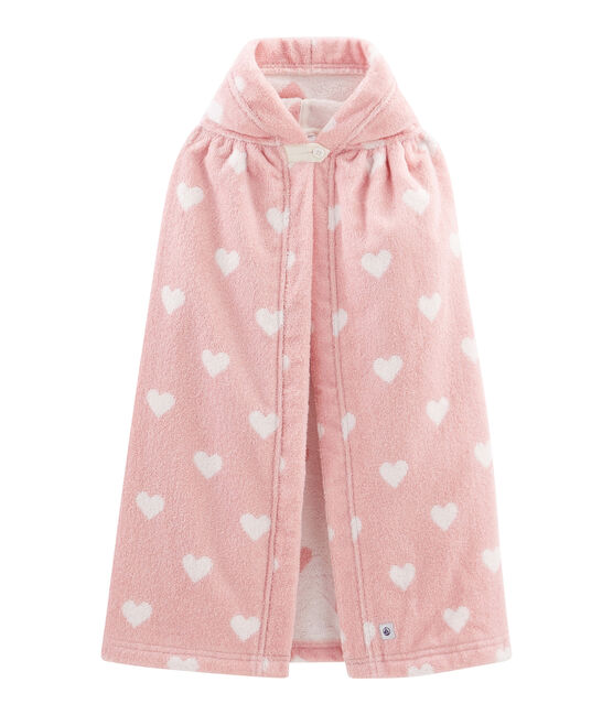 Cape de bain bébé en éponge rose CHARME/blanc MARSHMALLOW
