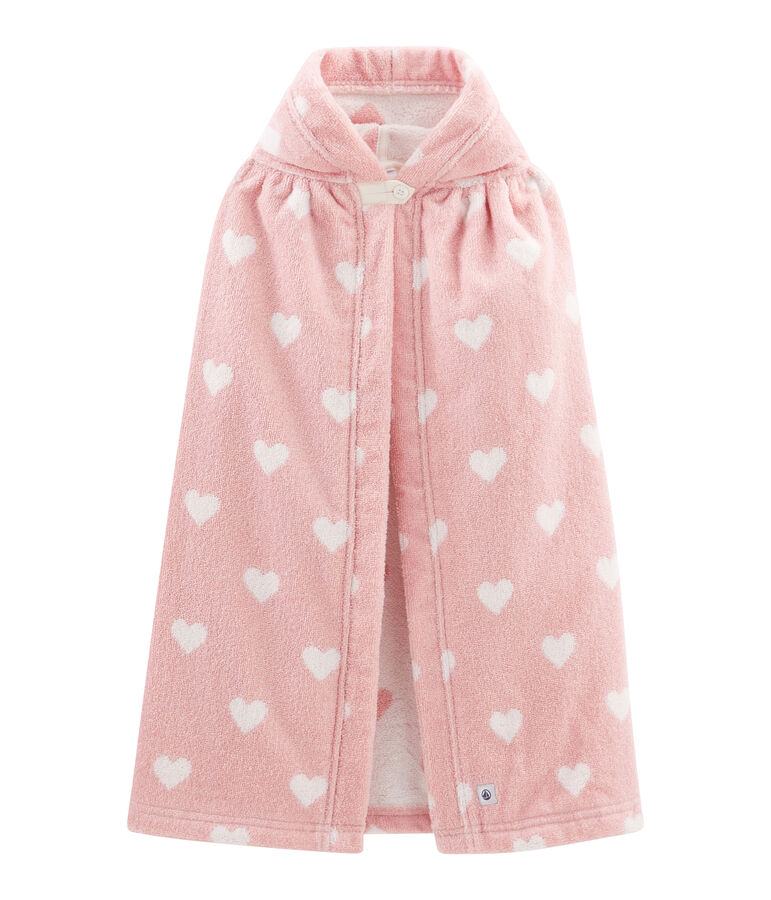 Badcape baby's van badstof roze CHARME/wit MARSHMALLOW