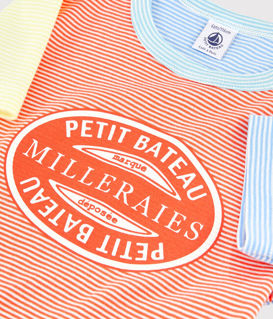 Pyjacourt milleraies colorés petit garçon en coton orange BRAZILIAN/écru MULTICO