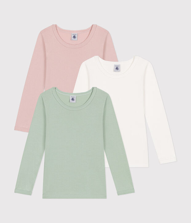 Setje met 3 basic katoenen T-shirts met lange mouw voor kinderen multicouleur
