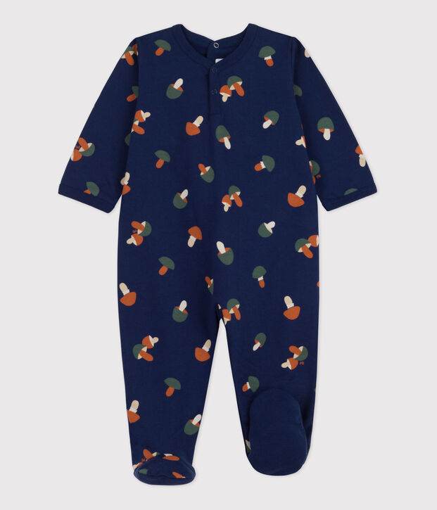 Babypyjama met champignonprint van dubbelzijdige jerseystof blauw/multicouleur
