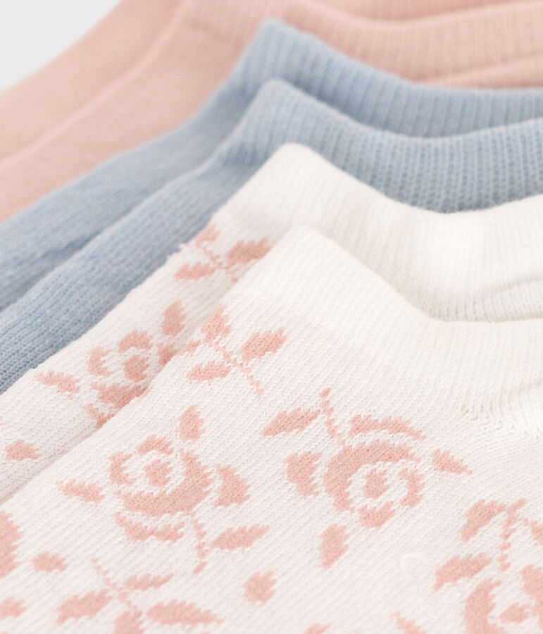 3 paires de chaussettes en coton fleurs enfant multicouleur