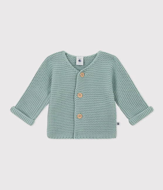 Gebreide uniseks babycardigan in ribbelsteek groen PAUL