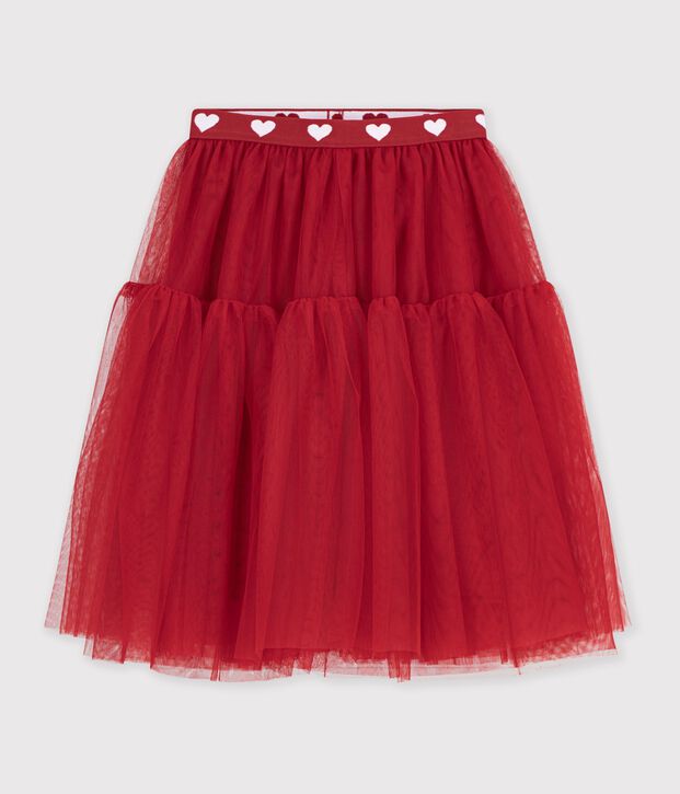 Jupe longue en tulle enfant unie rouge