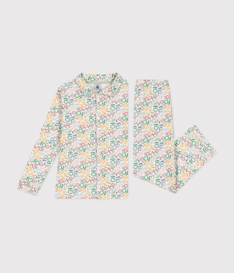 Katoenen pyjama met bloemenprint voor kinderen wit/multicouleur