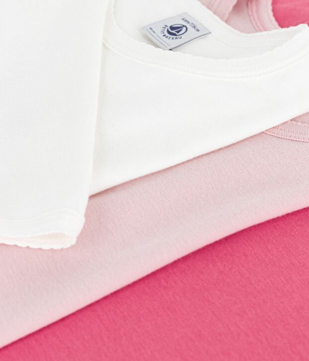 Setje met effen katoenen T-shirts met lange mouwen voor kinderen multicouleur