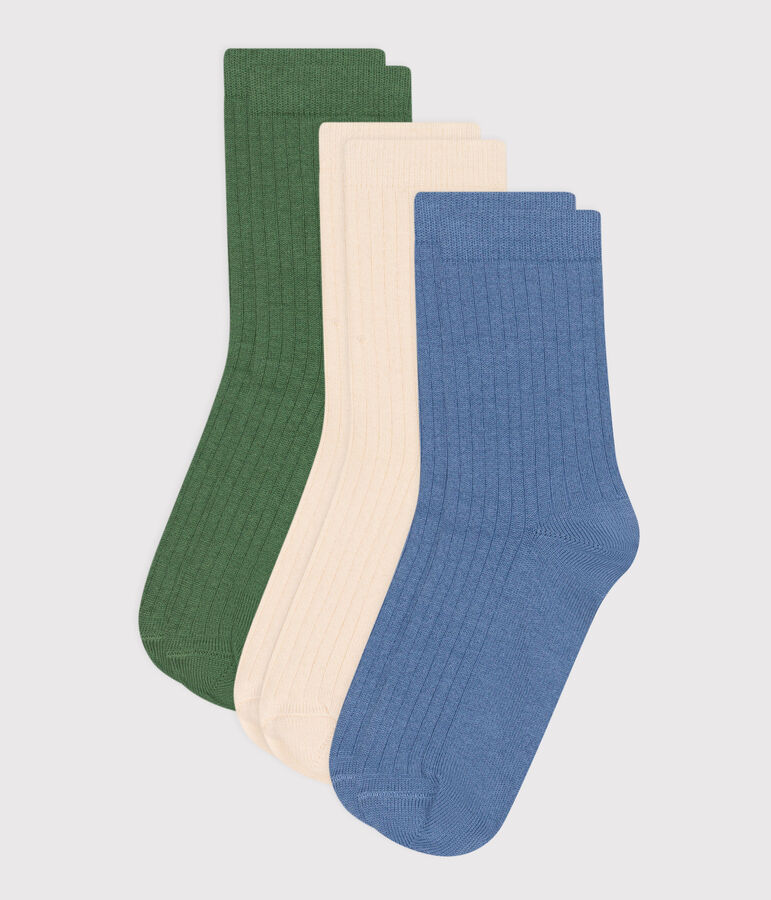 3 paires de chaussettes enfant en coton unies multicouleur