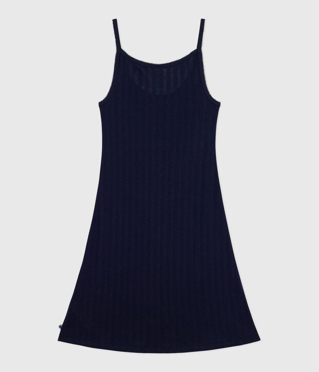 Nuisette femme en coton ajour&eacute; bleu marine