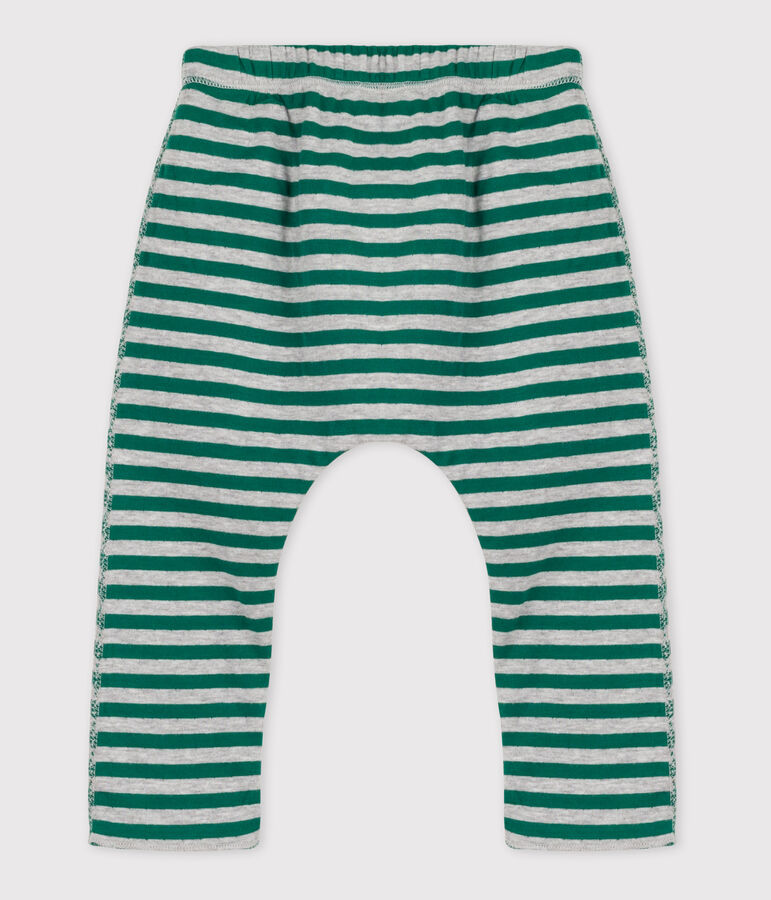Gestreepte broek in tubic voor baby's groen/grijs