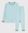 Pyjama rayé bleu mixte en côte bleu TIKI/blanc MARSHMALLOW