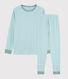 Pyjama rayé bleu mixte en côte