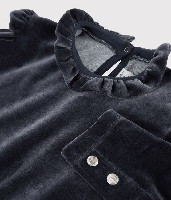 Meisjesjurk met lange mouwen kinderen blauw SMOKING