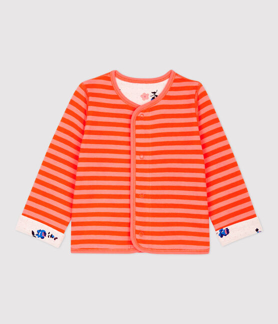 Cardigan réversible  bébé. PEACHY/ CAROTTE